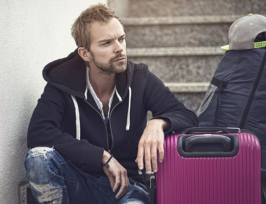 A man with a suitcase