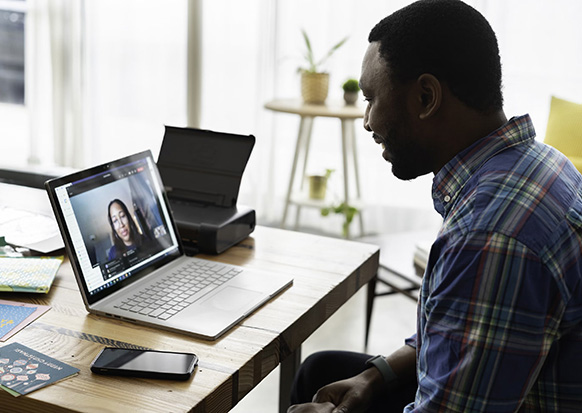 A man on a video call